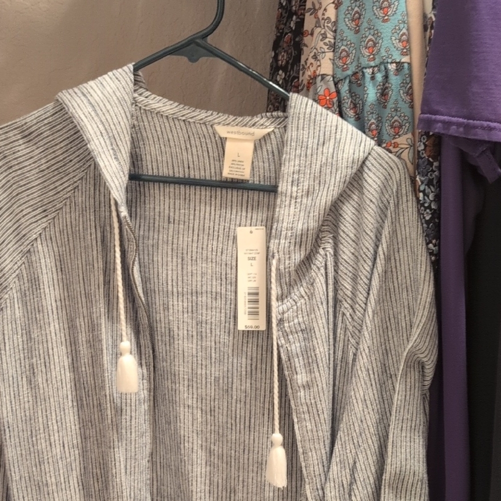 Westbound Navy and White Striped Cardigan
